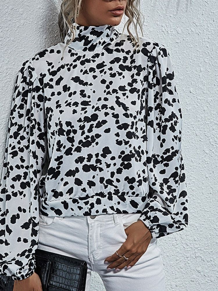 Leopard Regular Turtleneck Standard Långärmad Damblus