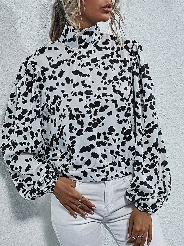 Leopard Regular Turtleneck Standard Långärmad Damblus