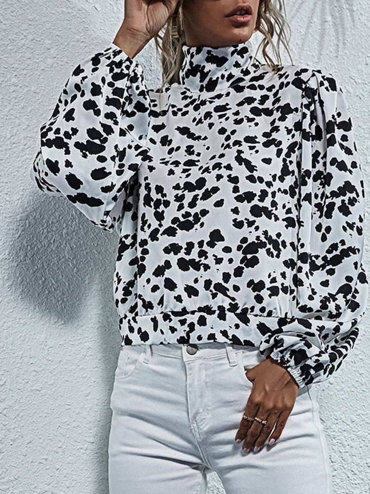 Leopard Regular Turtleneck Standard Långärmad Damblus