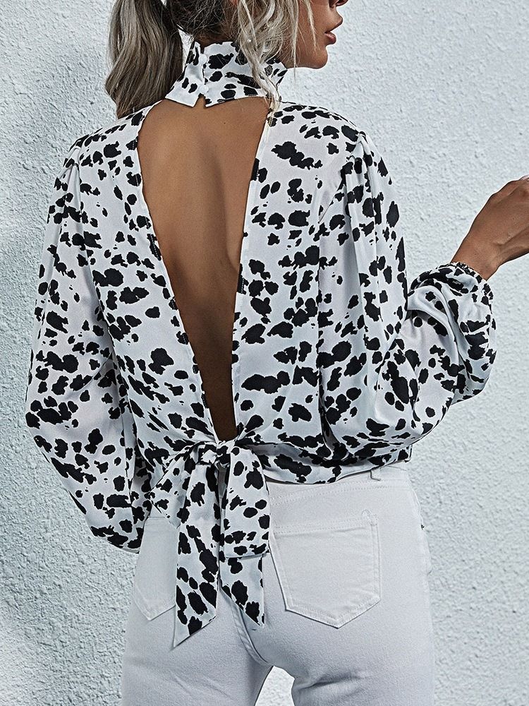 Leopard Regular Turtleneck Standard Långärmad Damblus