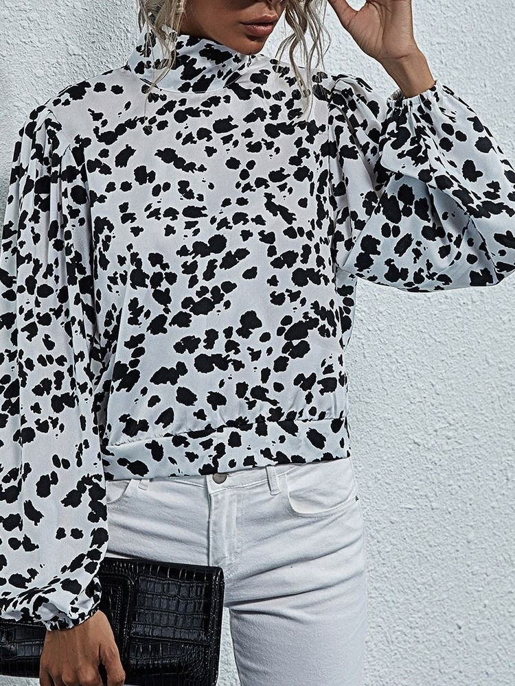 Leopard Regular Turtleneck Standard Långärmad Damblus