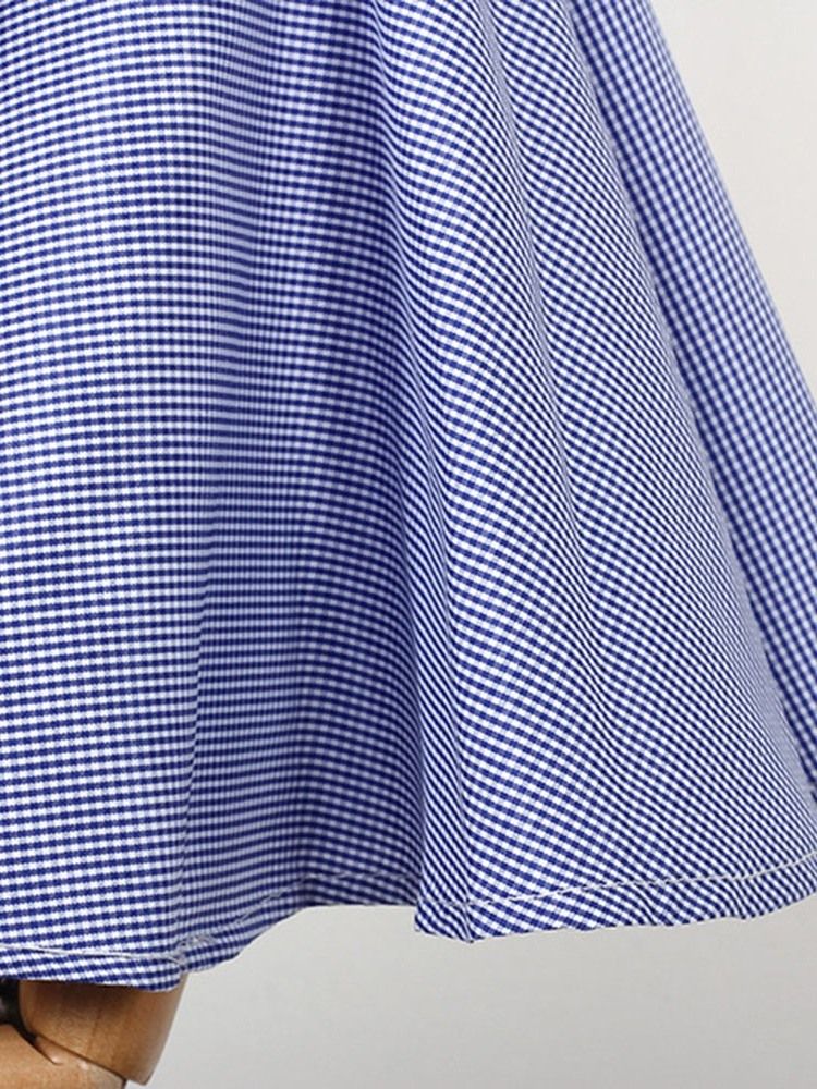 Patchwork Stripe Flare Sleeve Standard Långärmad Blus