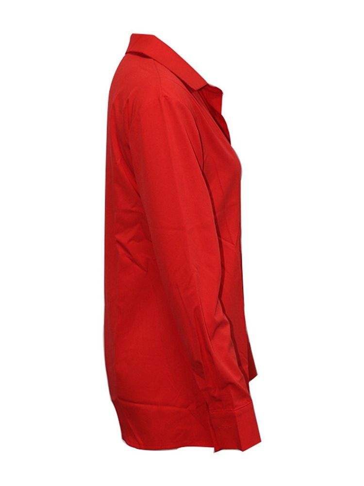 Pocket Lapel Enkel Långärmad Mellanlång Blus