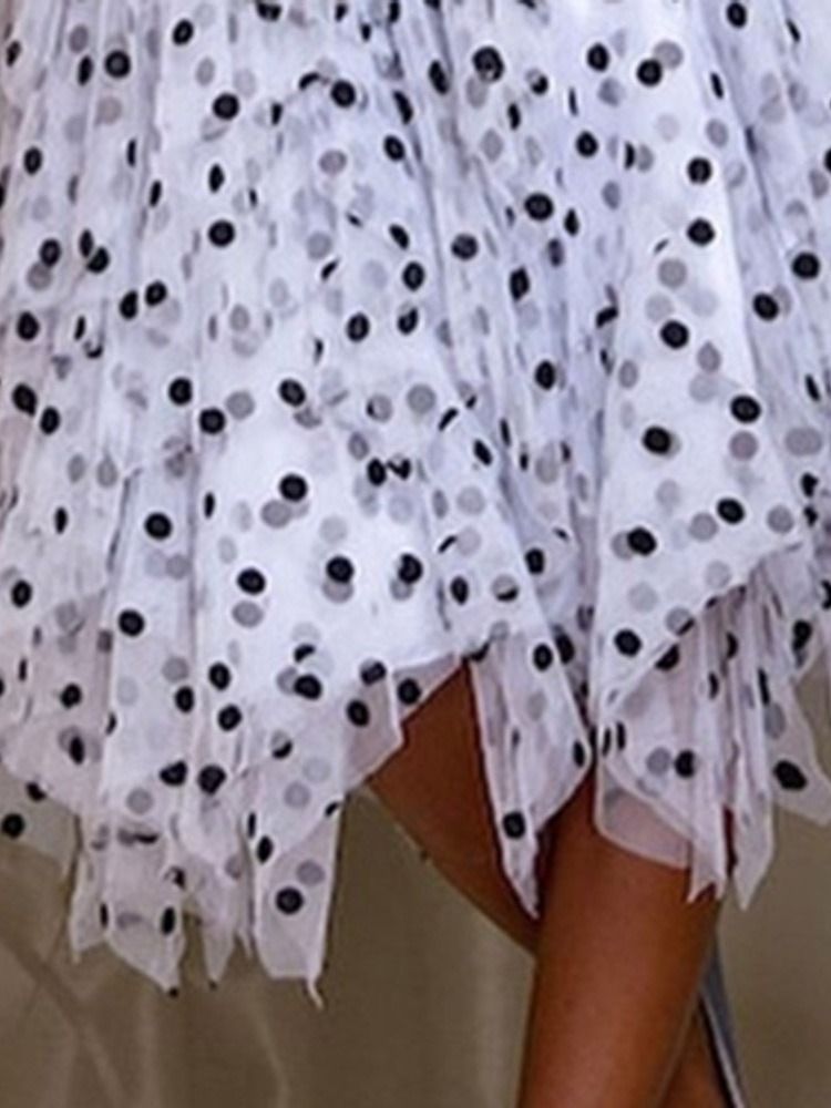 Polka Dots Falbala Långärmad Standardblus För Kvinnor