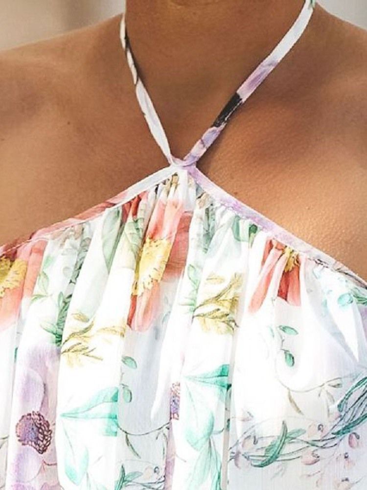 Print Mode Cami Top Med Snörning