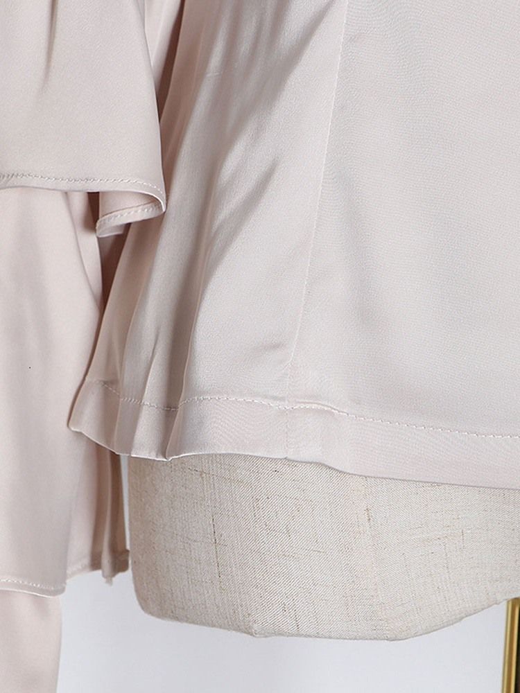 Rundhals Vanligt Patchwork Standard Långärmad Damblus