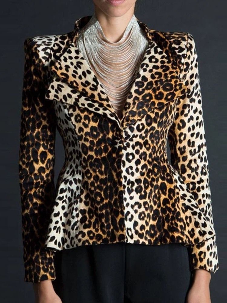 Sexig Leopard Långärmad Blus För Kvinnor