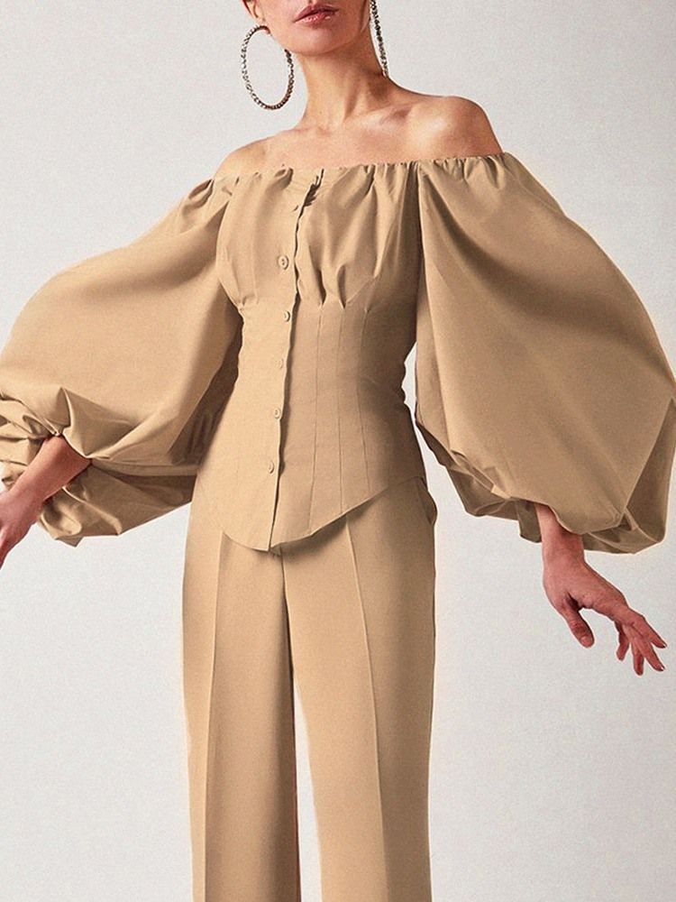 Slät Off Shoulder Lantern Sleeve Standard Nio Points Sleeve Damblus