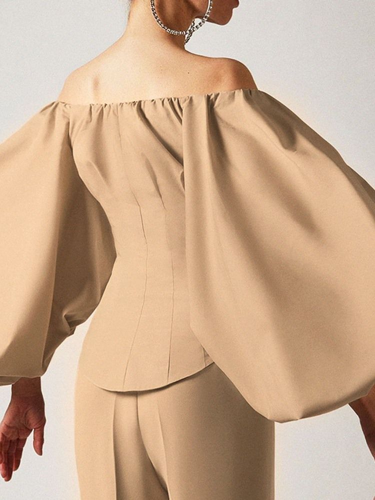 Slät Off Shoulder Lantern Sleeve Standard Nio Points Sleeve Damblus