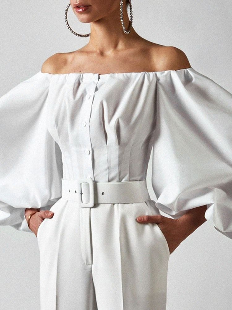 Slät Off Shoulder Lantern Sleeve Standard Nio Points Sleeve Damblus