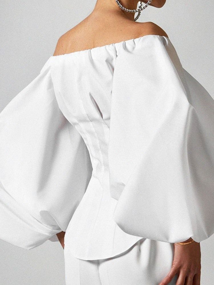 Slät Off Shoulder Lantern Sleeve Standard Nio Points Sleeve Damblus