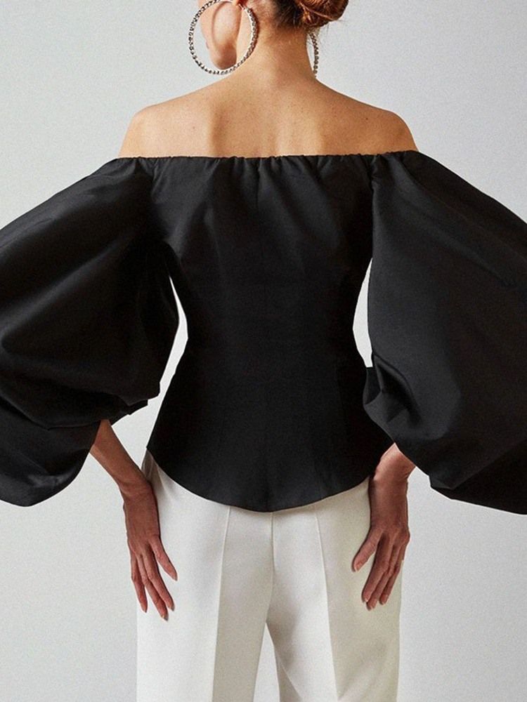 Slät Off Shoulder Lantern Sleeve Standard Nio Points Sleeve Damblus