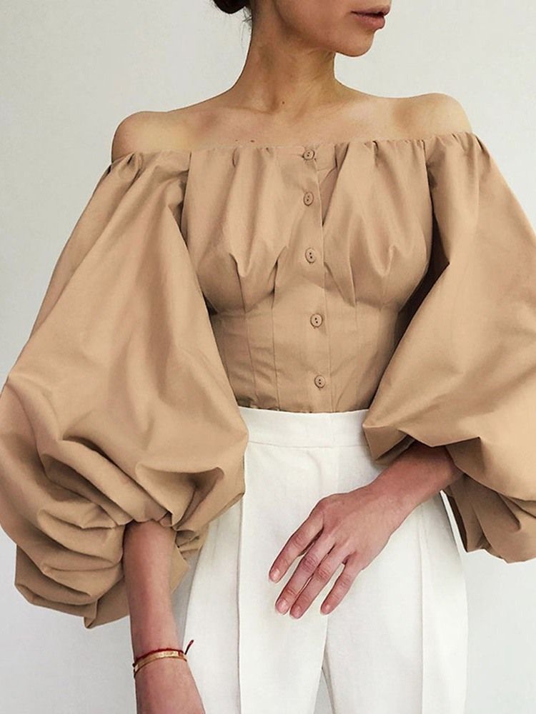 Slät Off Shoulder Lantern Sleeve Standard Nio Points Sleeve Damblus