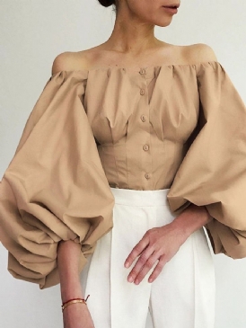 Slät Off Shoulder Lantern Sleeve Standard Nio Points Sleeve Damblus