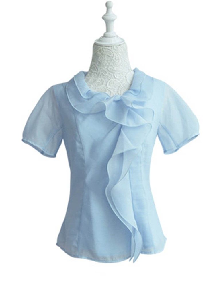 Slim Ruffles Puff Sleeve Blus