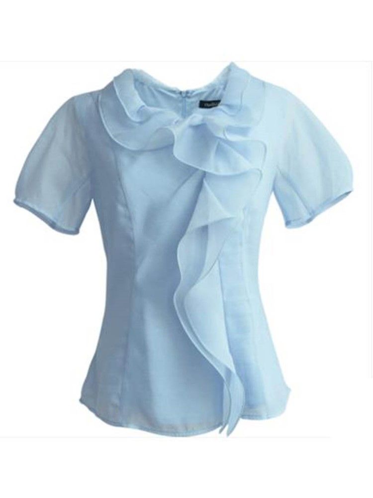 Slim Ruffles Puff Sleeve Blus