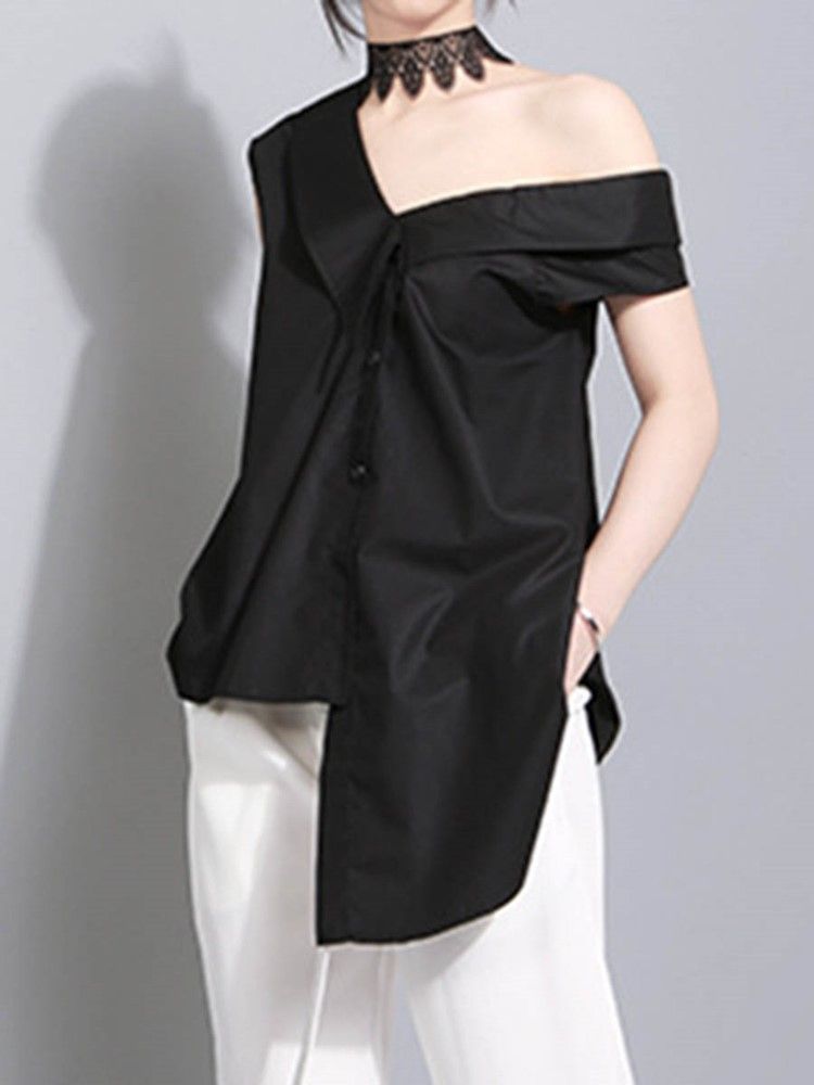 Smal Asymmetrisk Slät Blus