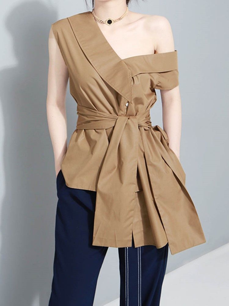 Smal Asymmetrisk Slät Blus