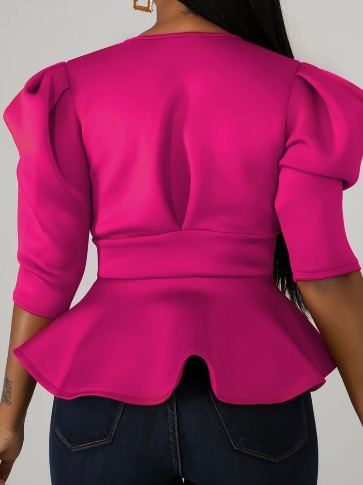 Vanlig Bowknot Vanlig Tre-Kvartsärm Standardblus