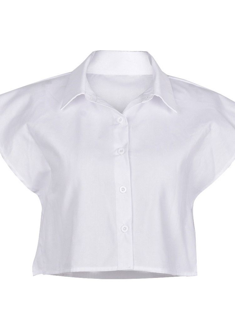 Vanlig Lapel Kortärmad Kort Blus