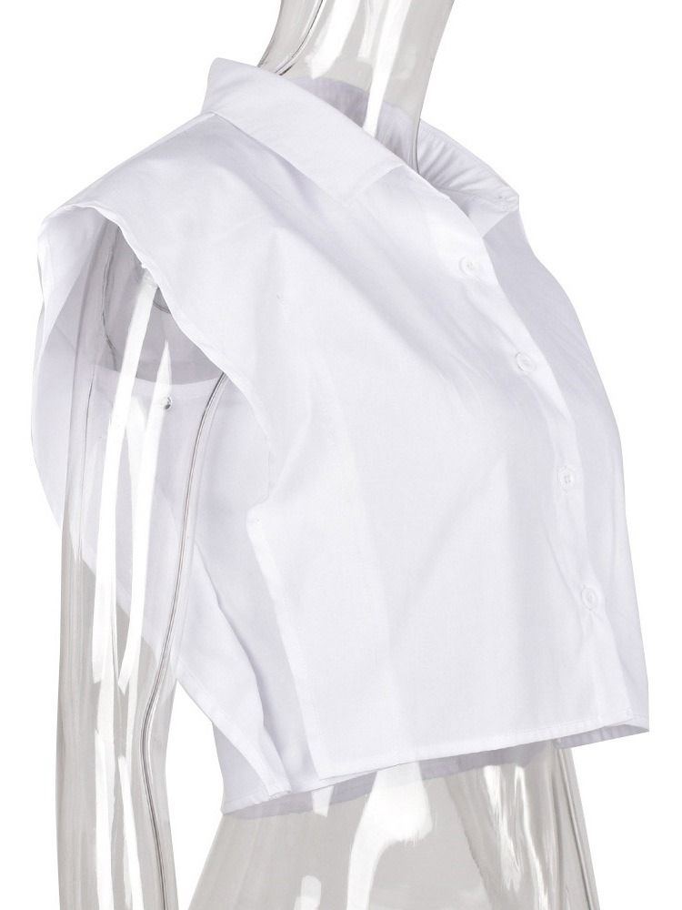 Vanlig Lapel Kortärmad Kort Blus
