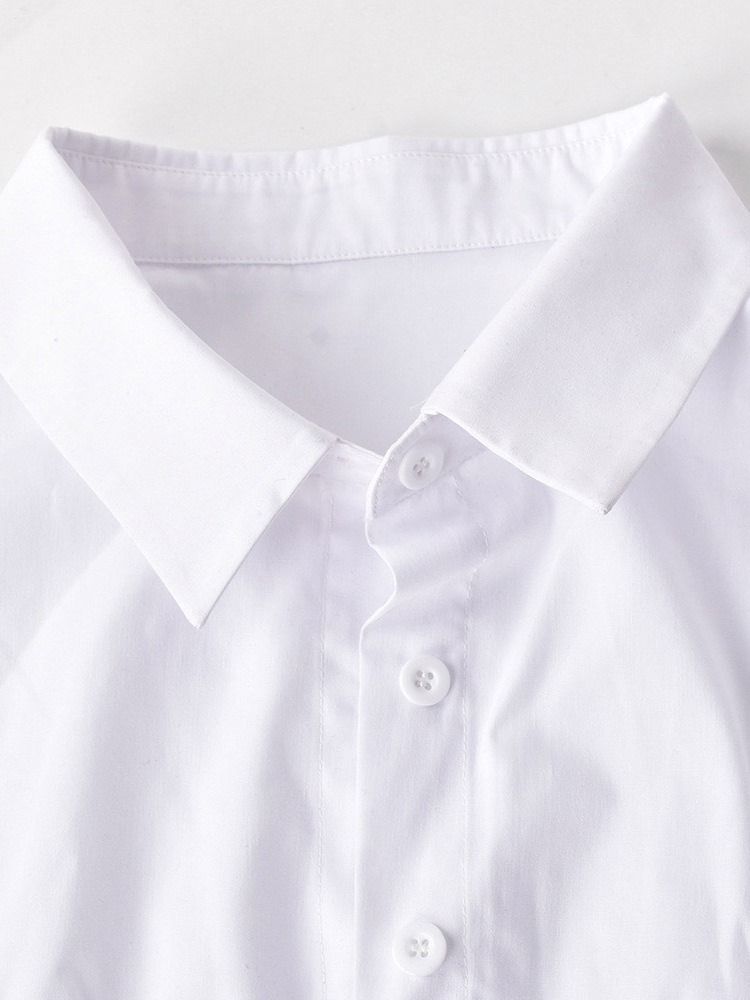 Vanlig Lapel Kortärmad Kort Blus