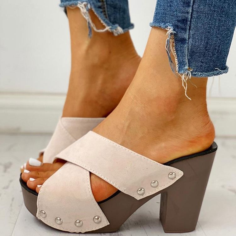 Flip Flop Chunky Heel Slip-On Sommartofflor