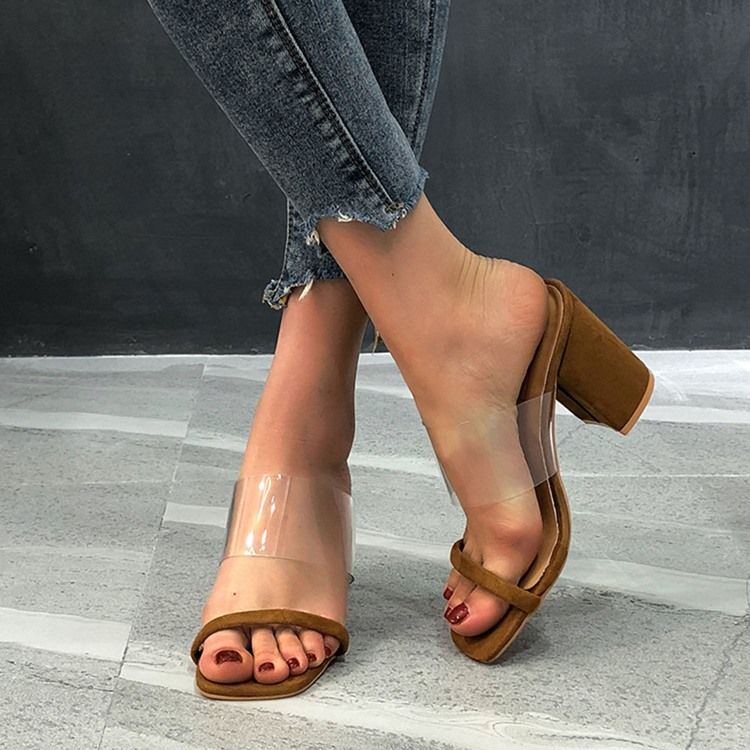 Flip Flop Stiletto Mid-Heel Slip-On Western Damtofflor