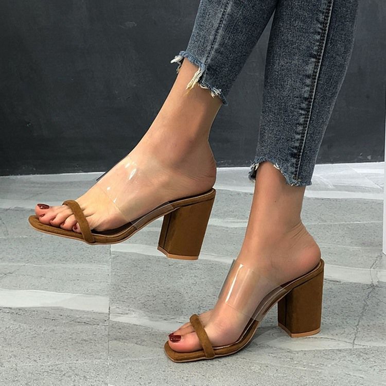 Flip Flop Stiletto Mid-Heel Slip-On Western Damtofflor