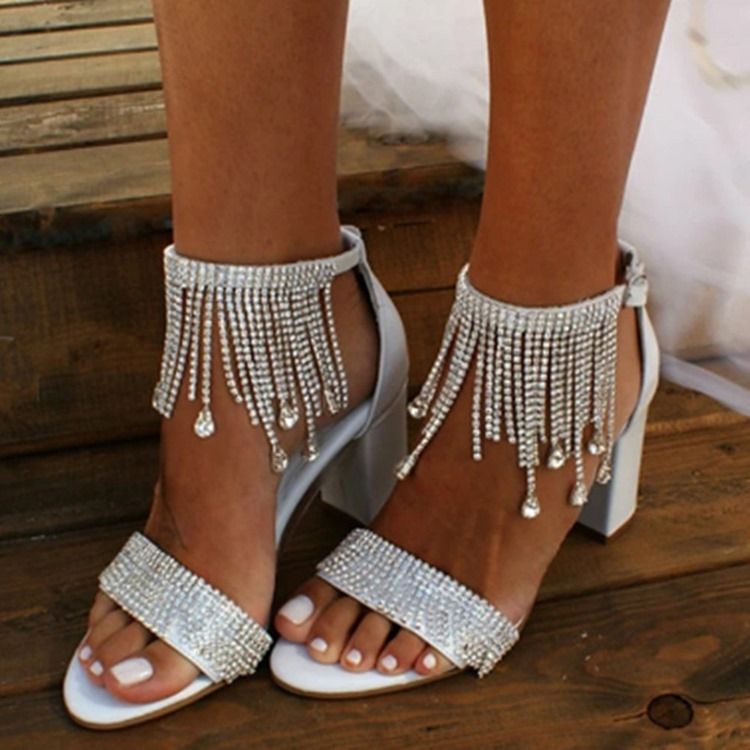 Hot Chunky Heel Open Toe Spänne Vanliga Sandaler