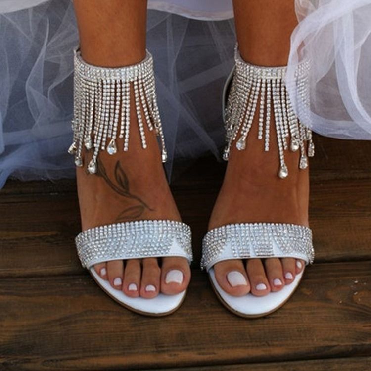 Hot Chunky Heel Open Toe Spänne Vanliga Sandaler