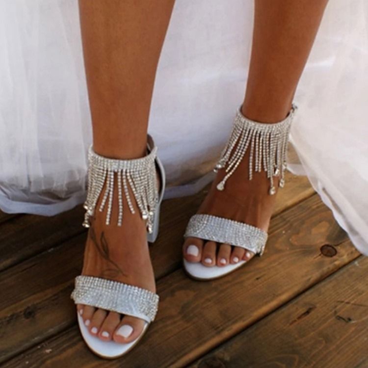 Hot Chunky Heel Open Toe Spänne Vanliga Sandaler