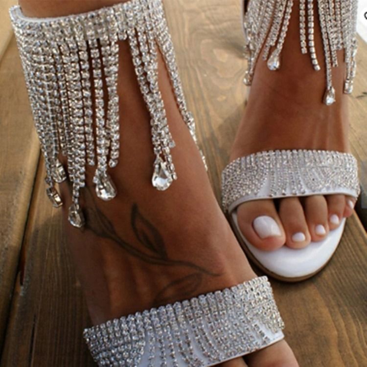 Hot Chunky Heel Open Toe Spänne Vanliga Sandaler