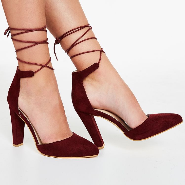 Point Toe Ankel Strap Chunky Sandaler