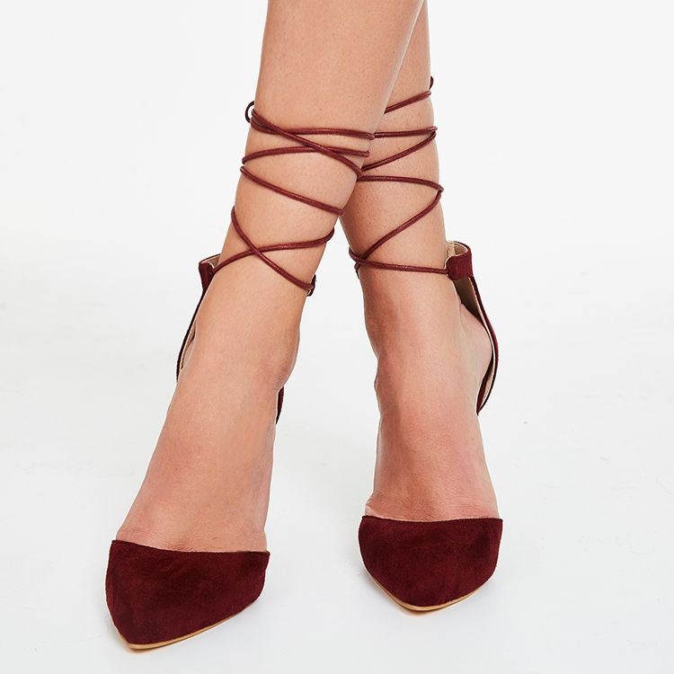 Point Toe Ankel Strap Chunky Sandaler