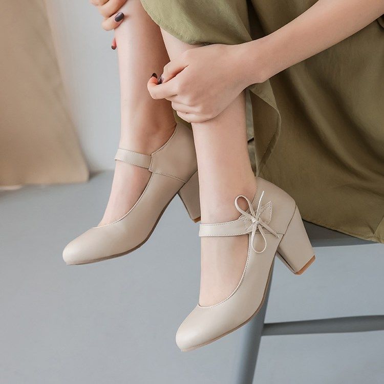 Pu Spänne Rosett Vanliga Chunky Sandaler