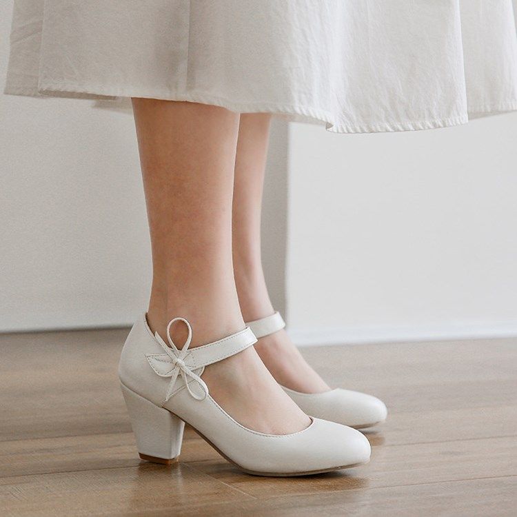 Pu Spänne Rosett Vanliga Chunky Sandaler