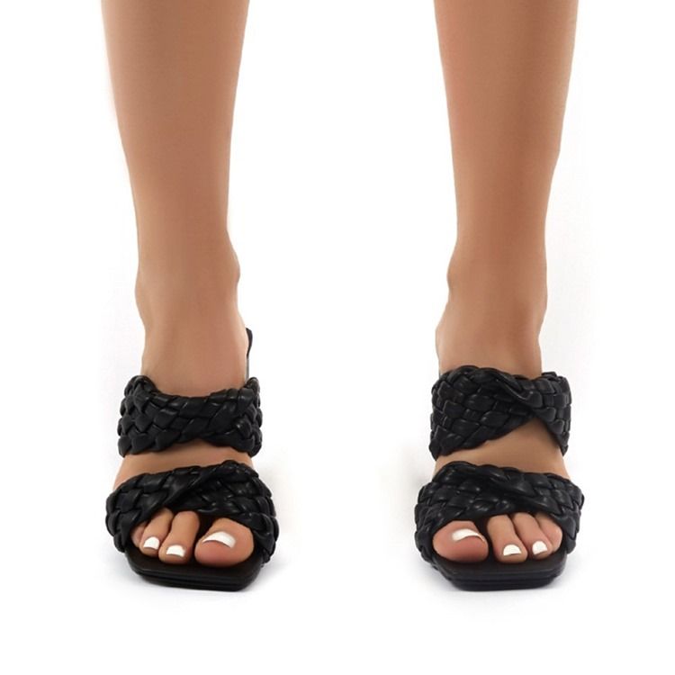 Slip-On Flip Flop Chunky Häl Kvinnors Casual Tofflor