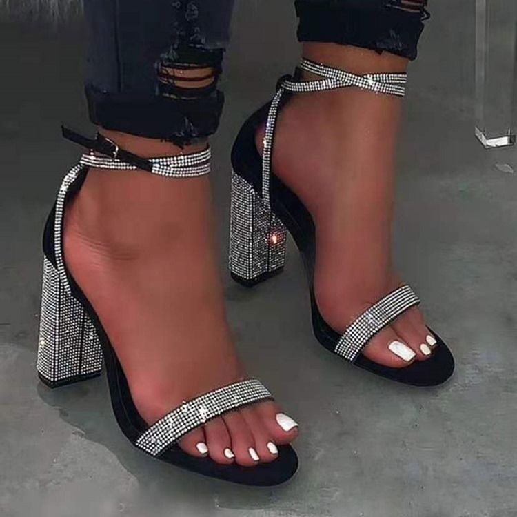 Spänne Chunky Heel Open Toe Bankettsandaler