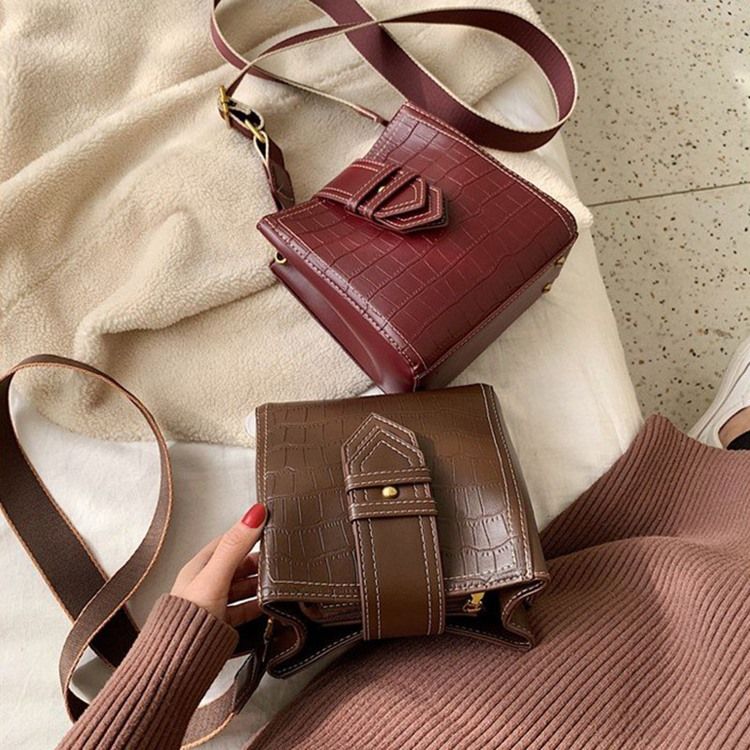 Alligator Embossing Pu Rektangel Crossbody-Väskor