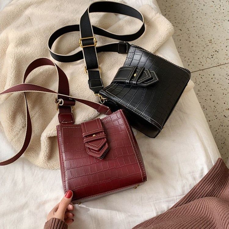 Alligator Embossing Pu Rektangel Crossbody-Väskor
