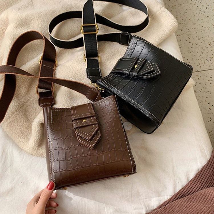 Alligator Embossing Pu Rektangel Crossbody-Väskor