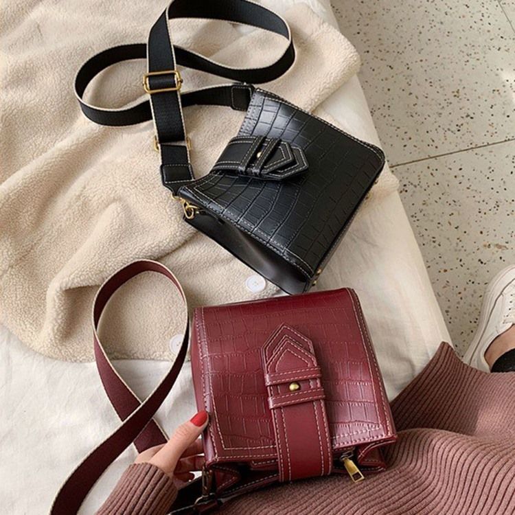 Alligator Embossing Pu Rektangel Crossbody-Väskor