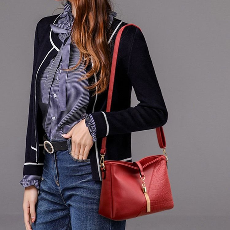 Alligator Embossing Pu Rektangel Crossbody-Väskor För Kvinnor