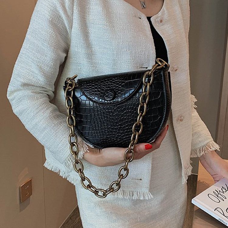 Alligator Pu Tråd Sadel Crossbody Väskor