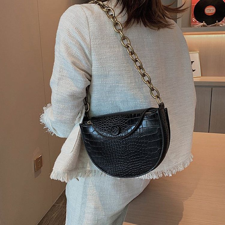 Alligator Pu Tråd Sadel Crossbody Väskor