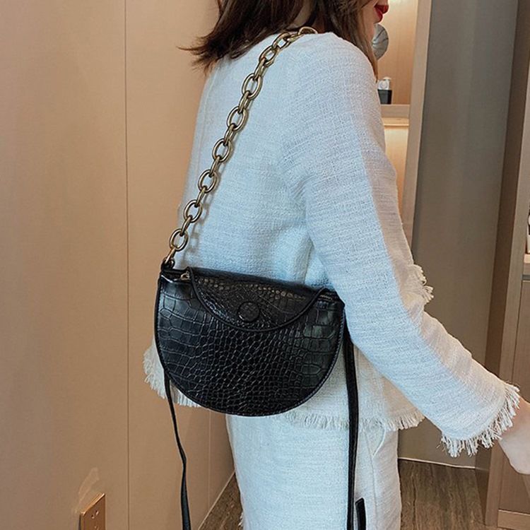 Alligator Pu Tråd Sadel Crossbody Väskor