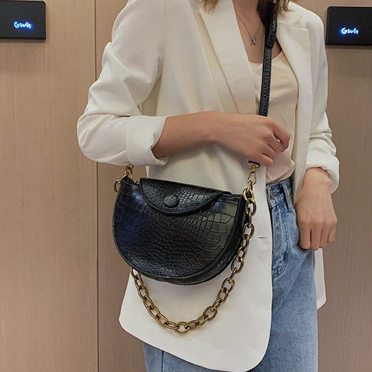 Alligator Pu Tråd Sadel Crossbody Väskor