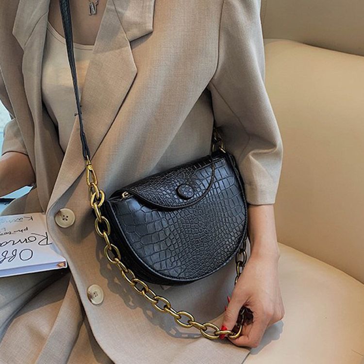 Alligator Pu Tråd Sadel Crossbody Väskor