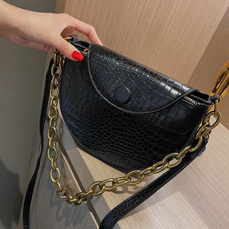 Alligator Pu Tråd Sadel Crossbody Väskor